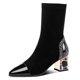 thumbnail image 1 of Botas cortas ajustadas 2022 para mujer, botas a media pantorrilla, tela elástica, diamantes de imitación, tacón cuadrado, zapatos de invierno para mujer, calzado negro para mujer38 Gao Jinjia LED, 1 of 2