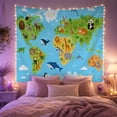 thumbnail image 2 of Educational World with Populated Animals Representing, Adventurous Vintage for Nautical Decor Lovers, Wall Decor, Graduation Gift, Tapestry Wall Hanging for Dorm and Living Room, 2 of 7