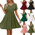 thumbnail image 3 of Fjuchai Womens Dresses Summer Midi Solid Color Casual Dress Fashion Waist in Dress S-2XL, 3 of 8