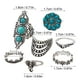 thumbnail image 3 of Anillos boho turquesa con hojas, 7 piezas, para mujer, gran regalo de cumpleaños, 3 of 8