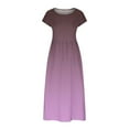 thumbnail image 5 of JUNWELL Holiday Deals Femme Été Décontracté en Vrac Dégradé Couleur O-Cou Robe à Manches Courtes Tunique Grande Taille Coton Lin Robe Sans Manches à Col Rond Bleu 10, 5 of 5