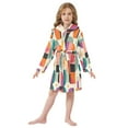 thumbnail image 6 of FORMRS Niños Bathrobe Unisex Hooded Robe Soft Plush Pajamas Sleepwear, Size 10-12T, Beige Abstract, 6 of 7