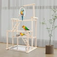 thumbnail image 6 of Bird Playground, Beech Wood Parrot Stand Parakeet Playground Cockatiel Stands Rack Bird Perch Stand with 3 Ladders A Swing A Tray and Feeder Cups for Most Mid-Sized and Small-Sized Birds, 6 of 8