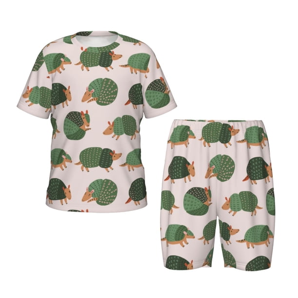 Balery Cute Armadillo Conjunto de Pijama Infantil de Manga Corta con Estampado – Ropa de Dormir de Algodón Suave-3X-Large
