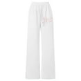 thumbnail image 3 of HUAXUN-Style A-Girls Bow Drawstring Baggy Sweatpants,Lightweight Straight Leg Athletic with Pockets Casual Sweatpants,Elastic Waist Playful Comfort Pants for School(White,11-12Years), 3 of 5