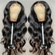 thumbnail image 4 of Peluca de mujer de cabello largo ondulado y rizado con flequillo natural en el centro., 4 of 4
