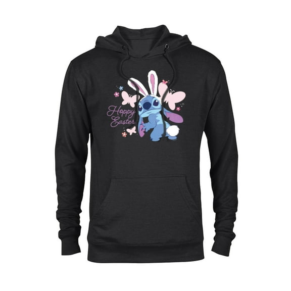 Disney Lilo & Stitch Hoppy Easter Bunny and Butterflies - Pullover Hoodie for Adults - Customized-Black
