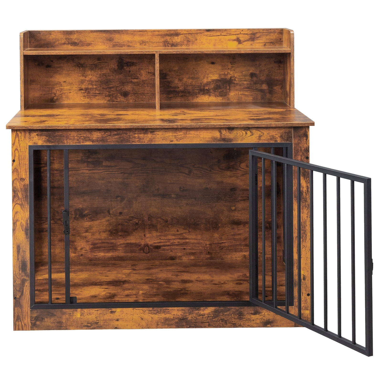 Zimtown 41in Dog Crate Furniture - Wooden Pet Crate End Table with Storage Shelf, Heavy Duty Indoor Pet Cage, Rustic Brown