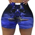 thumbnail image 2 of Haiem Steel Skull No Front Seam Biker Shorts for Women Yoga Workout Gym Bike Shorts with Tummy Control Moisture-Wicking-Medium, 2 of 9