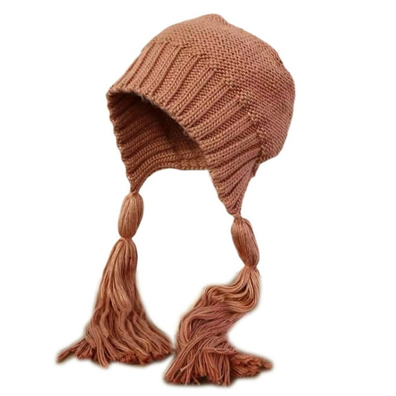 Creative Braid Hat Knit Hat with Ear Flaps Wool Hat Lei Feng Hat Wild Girl for Outdoor Cold Weather Skiing