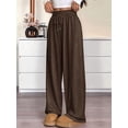 thumbnail image 4 of Women Sweatpants Baggy Wide Leg Pants Lounge Comfy Palazzo Joggers with Pockets Brown S, 4 of 8