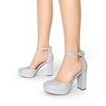 thumbnail image 6 of DREAM PAIRS Women's Platform Chunky High Heels Closed Toe Block Ankle Strap Dress Bridal Party Wedding Shoes, 6 of 6