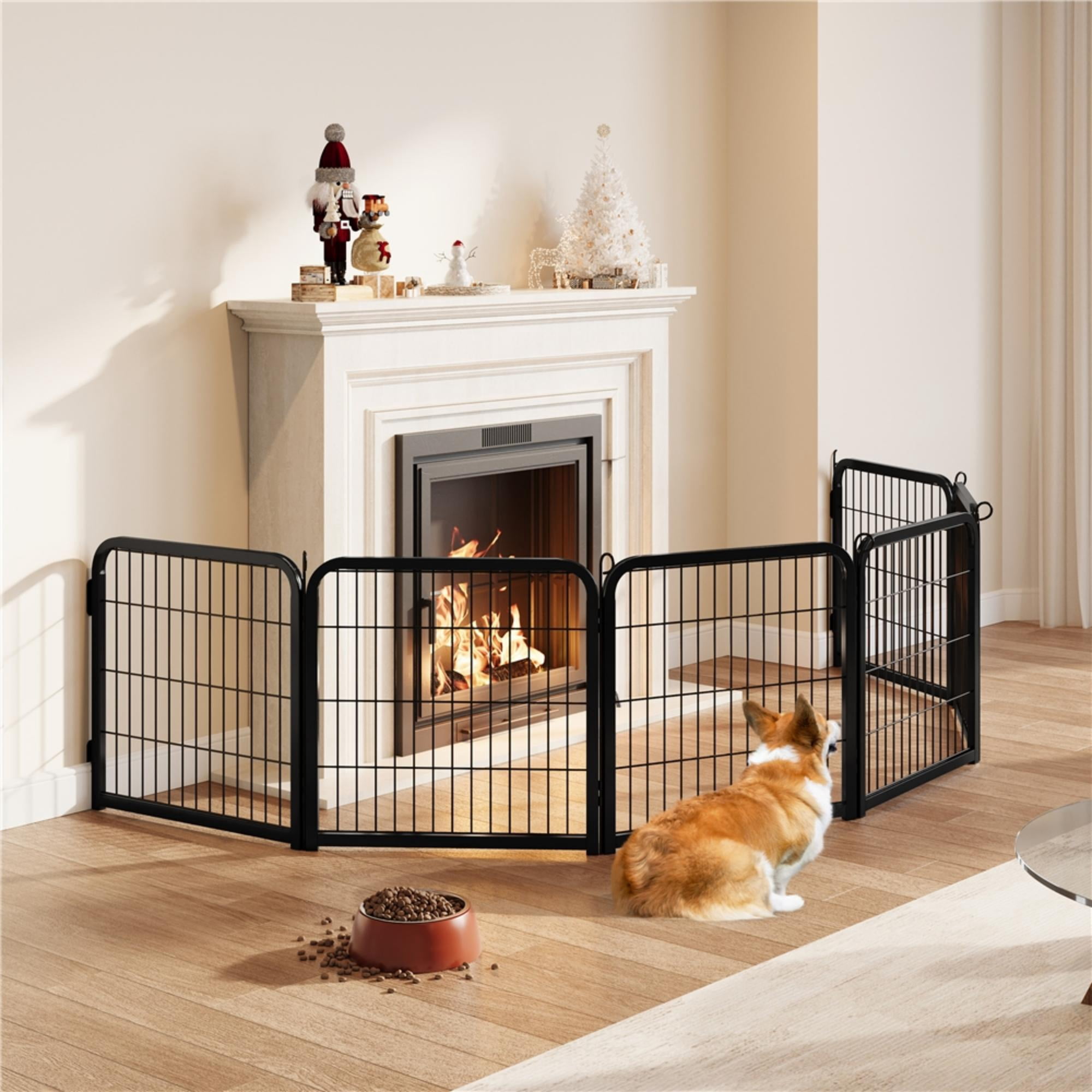Alden Design 24″ Tall 4-Panel Metal Dog Playpen with Door, Black
