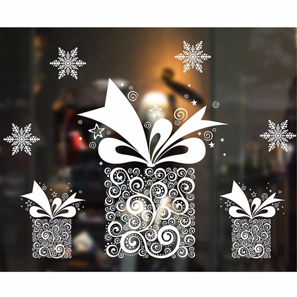 Caja de regalo de Navidad 2021, pegatina estática de Pvc, pegatina de pared para ventanas del hogar, pegatina decorativa, decoración de fiesta de año nuevo, vestido de cristal, 1105,11 Feliz Sencillez
