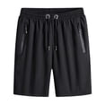 thumbnail image 1 of Summer Zipper Pockets Elastic Band Shorts High Elasticity Washable Pants for Fitness Gym Wear, 1 of 5