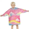 thumbnail image 3 of Colorful Cloud Star Pattern Blanket Hoodies for Kids 6-13YR Oversize Wearable Blanket Hoodies for Boys Girls Teens, 3 of 7