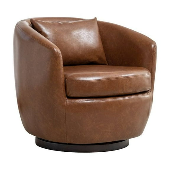 Roundhill Furniture Orenza Modern Faux Leather Swivel Barrel Accent Club Chair