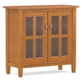 thumbnail image 2 of Simpli Home Warm Shaker 32 inch Wide Solid Wood Transitional Low Storage Cabinet in Light Golden Brown, 2 of 12