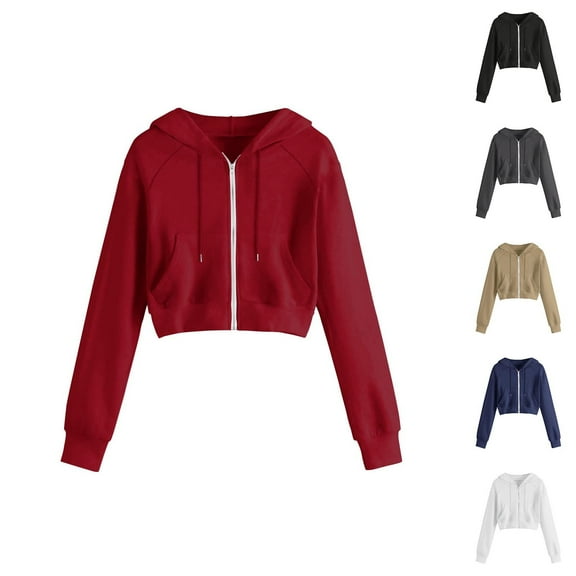 Brondbend Women's Sweatshirts Hoodies for Women Full Zipper Long Sleeve Solid Color Front Pocket Casual Pullover with Drawstring Loose Fall Fashion Party Vacation Comfortable Top(Black)