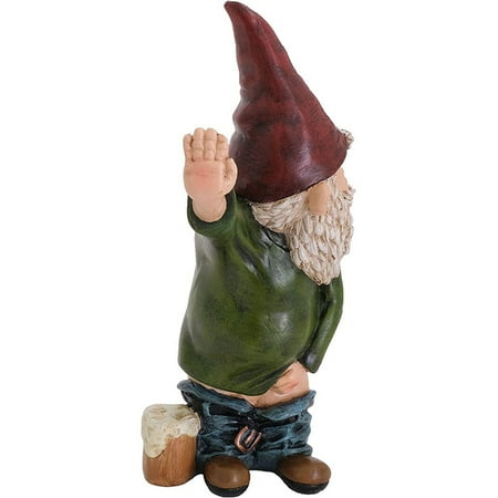 peeing gnome statue