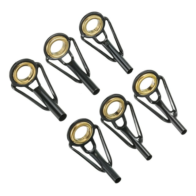 Unique Bargains Kit de Réparation de Pointe de Canne à Pêche en Acier Inoxydable 1,8-2,8mm, Remplacement de Guide d'Anneau de Canne pour Pêche, Doré 6 Pack