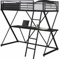 thumbnail image 2 of Kingfisher Lane Moderne X en Forme de Lit Simple en Métal avec Bureau en Noir, 2 of 4