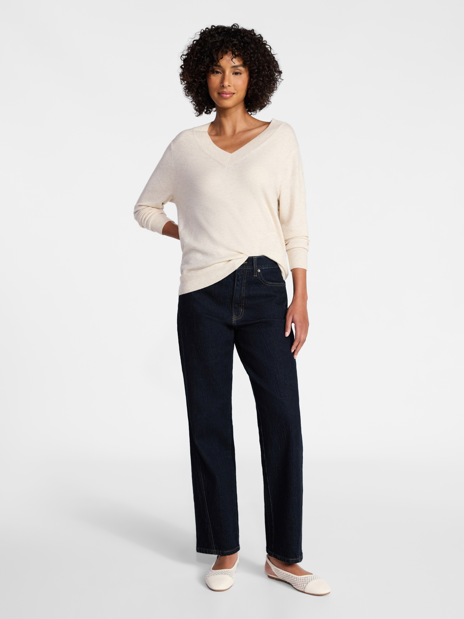 Time and Tru Women's V Neck Sweater, Lightweight, Sizes XS-XXXL