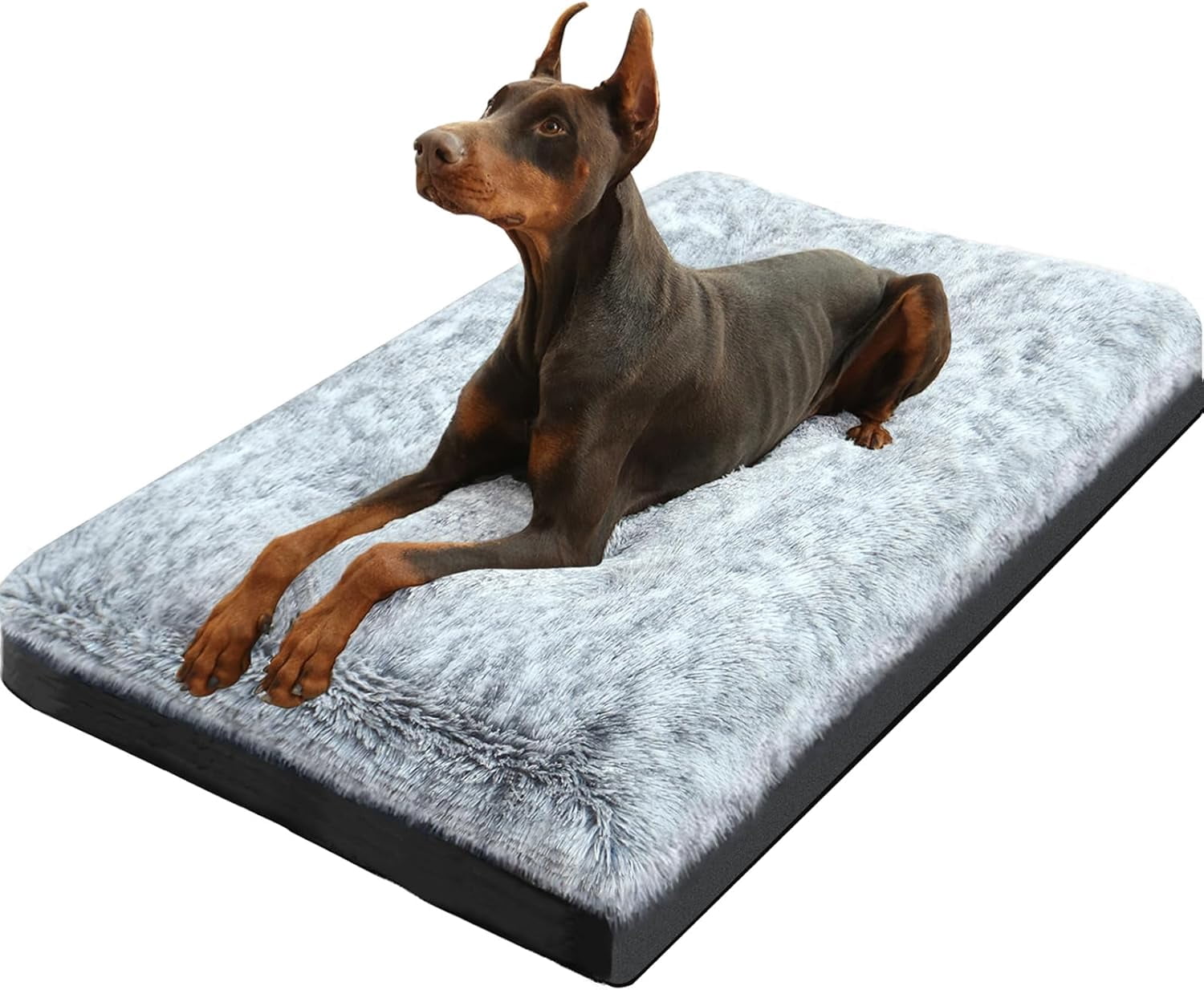 Orthopedic Dog Bed Large Crate Mat Extra Support Washable Non-Slip Base Plush Comfort for Pets Up to 90 lbs Grey