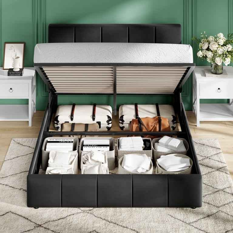 Amolife Queen Lift-Up Storage Bed, Black Velvet photo 4