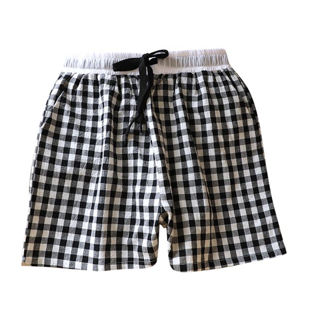 aidice Summer Womens Shorts Casual Loose Plaid Drawstring Elastic Waisted Homewear Pajamas with Pockets
