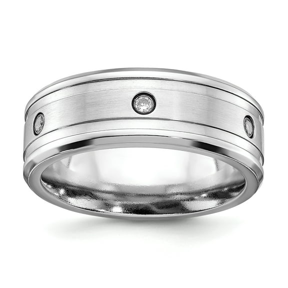 Primal Steel Cobalt Brushed and Polished with CZ Beveled 8mm Band