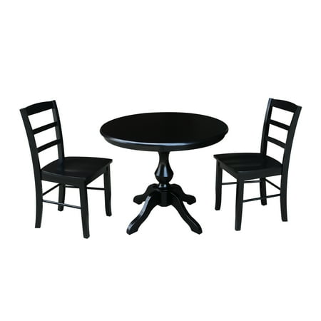 36 Round Dining Table With 2 Madrid Chairs Black 3 Piece Set 36 Round Dining Table With 2 Madrid Chairs Black 3 Piece Set