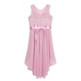 thumbnail image 6 of vastwit Flower Girls High Low Dress Kids Floral Lace Chiffon Sleeveless Wedding Bridesmaid Dress Dusty Pink 8, 6 of 7
