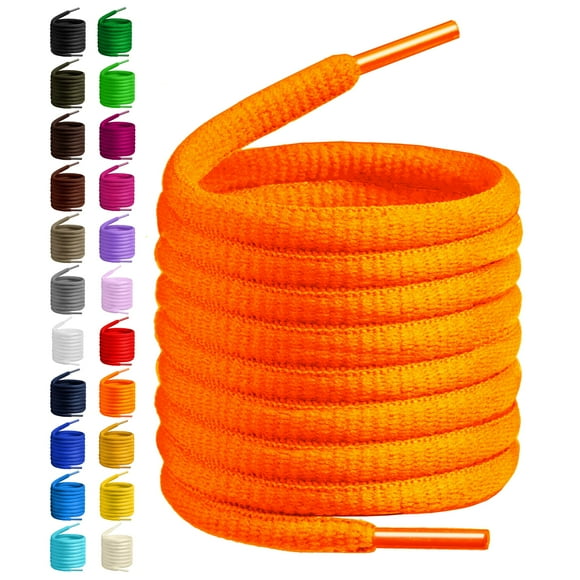 BIRCH's Oval Shoelaces 27 Colors Half Round 1/4" Shoe Laces 4 Different Lengths (56" (142cm) - XL, Neon Orange)