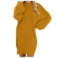 thumbnail image 1 of Robe Chandail en Tricot à Col Roulé pour Femmes avec Manches Longues et Poche pour Chaleur Hivernale, 1 of 7