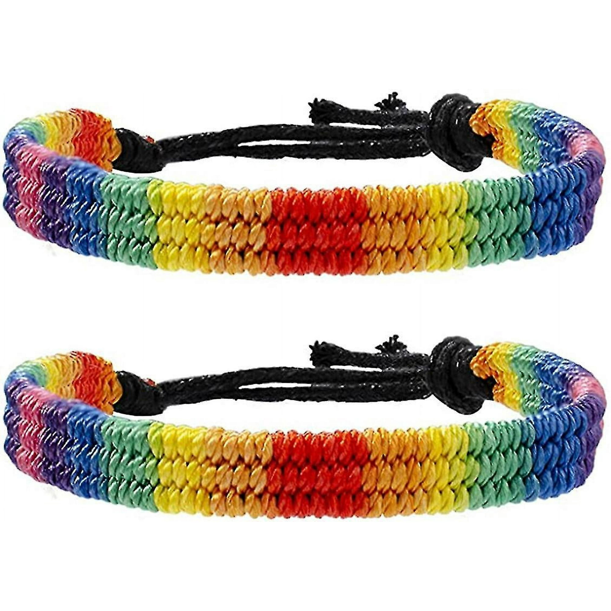 Six Color Rainbow Hand Braided Bracelet Friendship Bracelet Couple Bracelet 2 Pcs