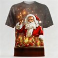 thumbnail image 3 of Lumeqa Santa Shirt Men Short Sleeve Graphic Tee Crew Neck Vivid Santa Claus Face 3D Printed T Shirts for Christmas Party, 3 of 4