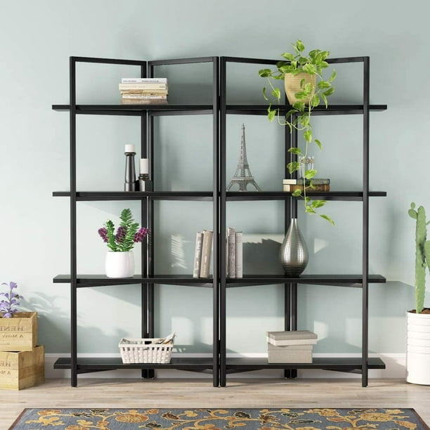 Book Shelves For Home Kitchen Organizer, Large Black Metal Bookcases