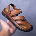 thumbnail image 3 of Zapatos de cuero genuino de moda para hombre, sandalias de verano nuevas de gran tamaño para hombre, sandalias de moda para hombre, sandalias, zapatillas (26 cm), 3 of 4
