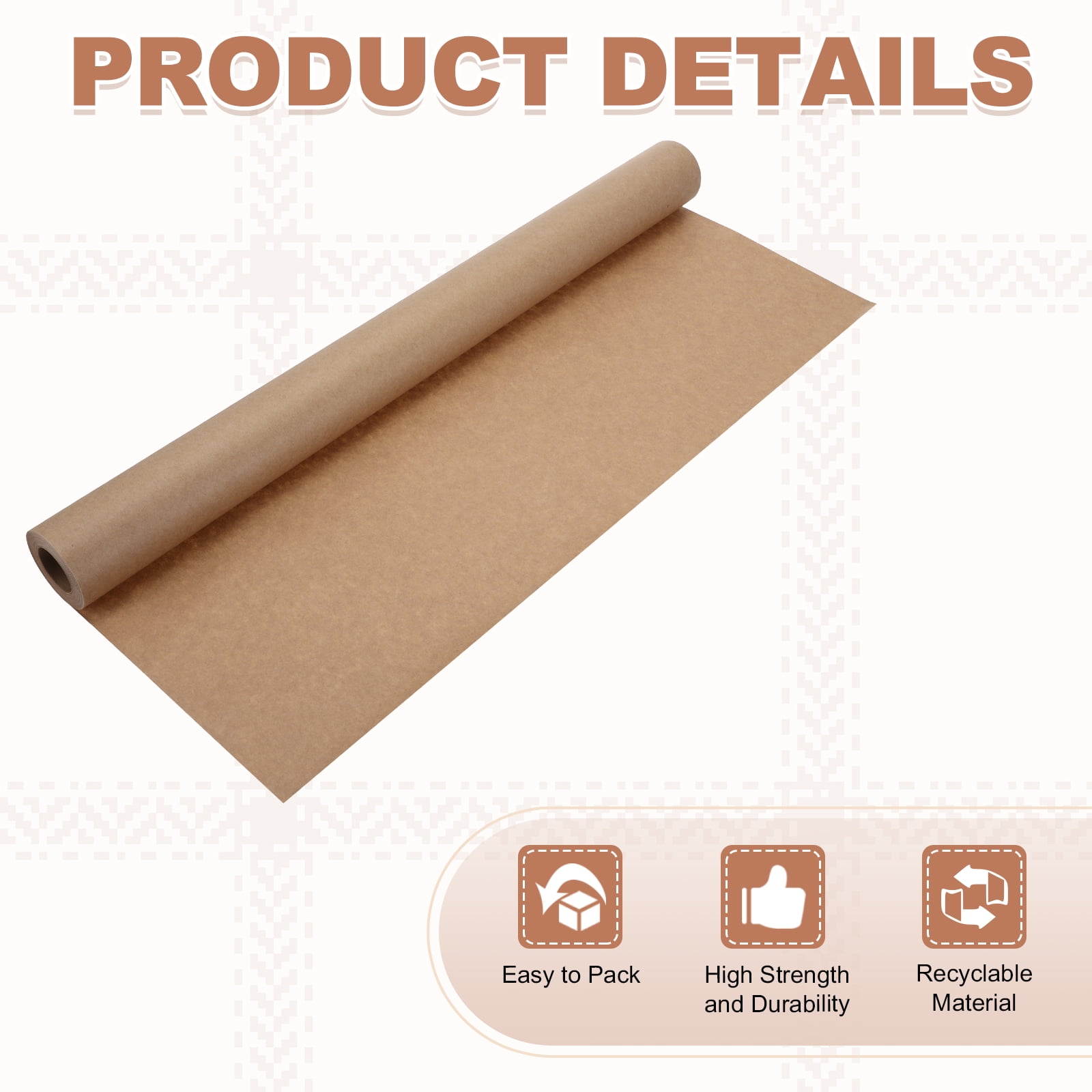 Uxcell Kraft Wrapping Paper, 19.7"x 393"(32.8') Decorative Paper Kraft Craft Paper for Gift Wrapping Bouquet Flower Bulletin Board Art Painting Craft Packaging Shipping, White 418GSM
