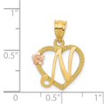 thumbnail image 2 of Diamond2Deal 14K Two Tone Gold Heart Letter N Initial Pendant for Women (L- 0.64 inch, W- 0.65 inch), 2 of 6