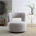 thumbnail image 4 of Grey Round Swivel Armchair | 360° Swivel in Bedroom and Reading Room | 100% Polyester Material, Colorfast | Solves Maintenance Challenges with Long-Lasting Fabric, 4 of 6
