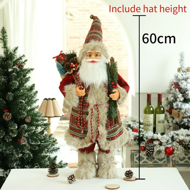 Adornos de muñecos de Papá Noel grandes de 60 cm, figura de Papá Noel de pie, decoración navideña para el hogar, regalo para niños, decoración navideña para el hogar