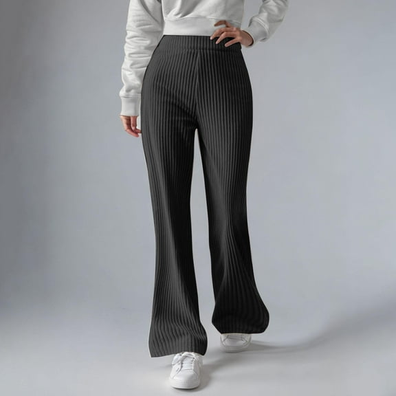 SnZhen Bell-bottom Sweatpants for Women Loose Women's Solid Color Casual Cotton Outdoor Loose Corduroy Casual Trouserst Pants Black XXL