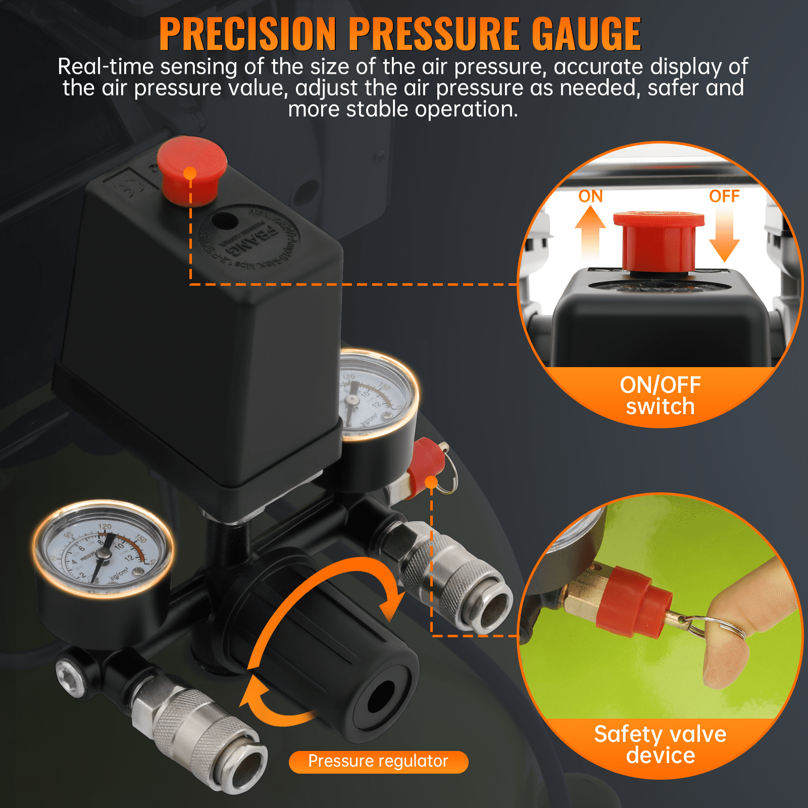 13 Gallon Air Compressor,2HP 4.2SCFM @90PSI Ultra Quiet and Oil-Free Air Compressor,115PSI Max Pressure,75 dBA Noise Level,Oil Free Compressor Tank for Auto Repair, Tire Inflation, Spray Painting