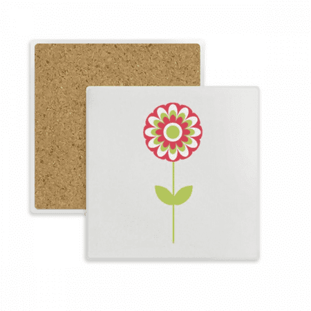 

Red Little Flower Cartoon Coaster Cup Mug Square Holder Absorbent Stone 2pcs