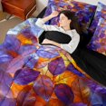 thumbnail image 4 of Homewish 3D Leaf Botanical Twin Bedding Sets 7-Piece, Purple Orange Bedding Comforter Set, Teens Kids Adult Women Reversible Sheet Sets, Lightweight Room Decor, 4 of 7