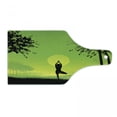 thumbnail image 1 of Yoga Cutting Board, Meditating Lady Under Sunset Sky in Forest Serenity Balance Soul Nature Art, Tempered Glass Cutting and Serving Board, Wine Bottle Shape, Green Black Yellow, by Ambesonne, 1 of 1