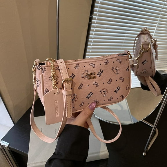 New shoulder for women, fashionable 2025 bag, printed underarm fashion, niche style, little bear crossbody bag