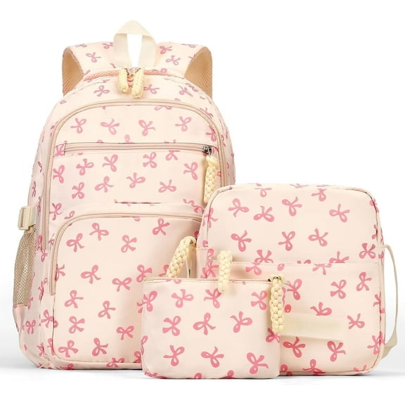 Lohol Coquette Aesthetic Backpack - Cute Kawaii Bow Rucksack for Women, Trendy & Lightweight Nylon Daypack (A01 Bow Pink)